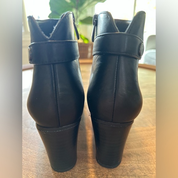 Franco Sarto Womens Ilaria Black Leather Square Toe Ankle Boots - Picture 5 of 9